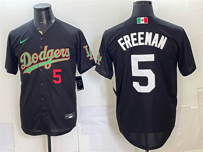 Men's Black Los Angeles Dodgers #5 Freddie Freeman Mexico Limited Stitched Baseball Jersey